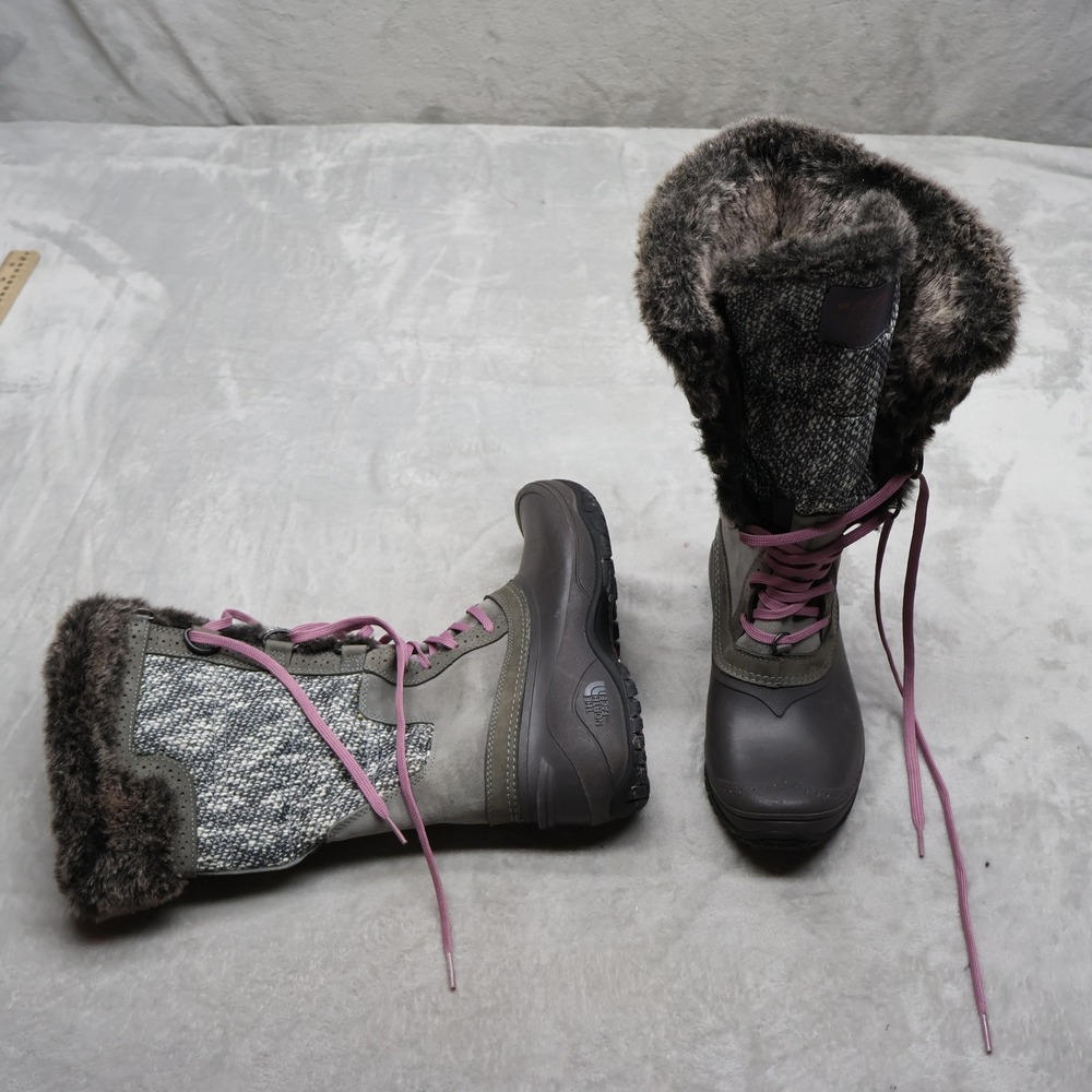 North Face Women 7.5 Winter Boots Black Shellista II Insulated Traction NF00CXQ2